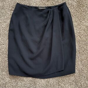 Tahari | Black Wrap Office Skirt with Gathered Detail | Size 10